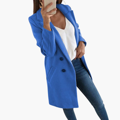 Ladies Classic Double Breasted Long Coat