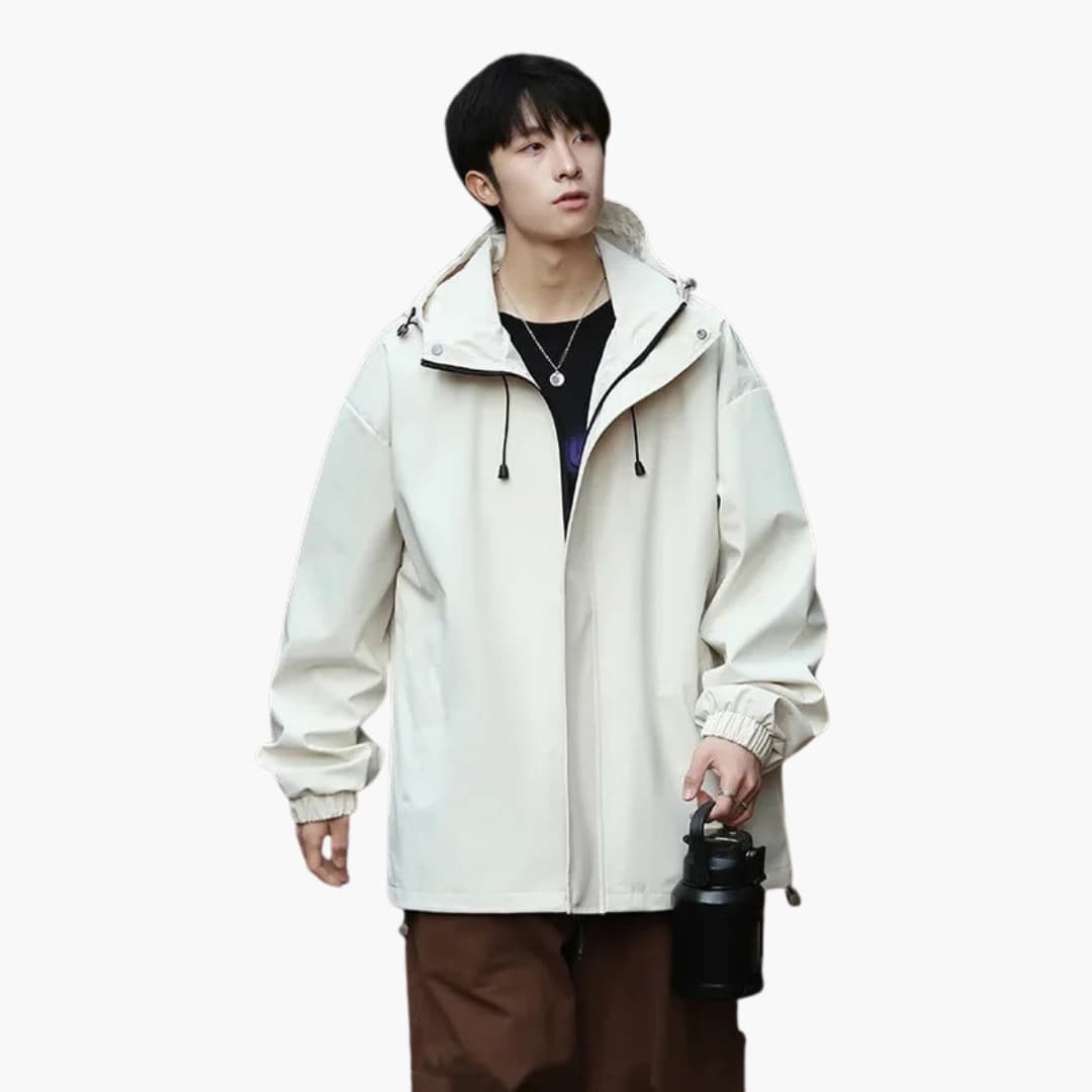 Waterproof Hoodie Jacket for Men with Zip Closure