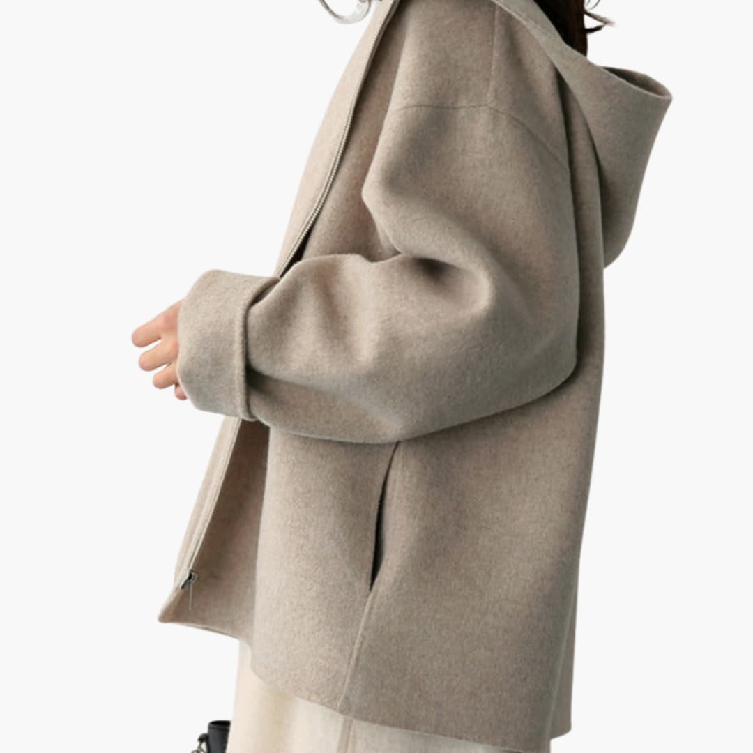 Waterproof Hooded Jacket for Women with Zip Pockets