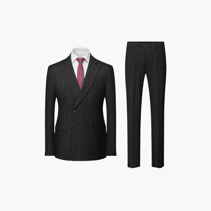 Classic Two Button Slim Fit Pinstripe Suit - Vossary