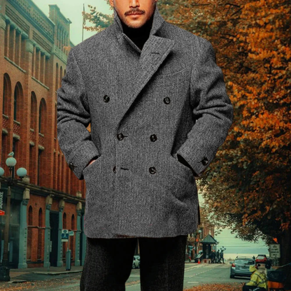 Classic Mens Wool Tweed Winter Blazer Coat