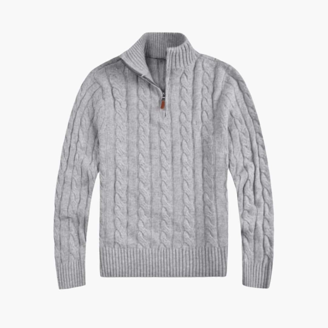 Men's Cable Knit Zip Up Sweater - Vossary