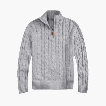 Men's Cable Knit Zip Up Sweater - Vossary