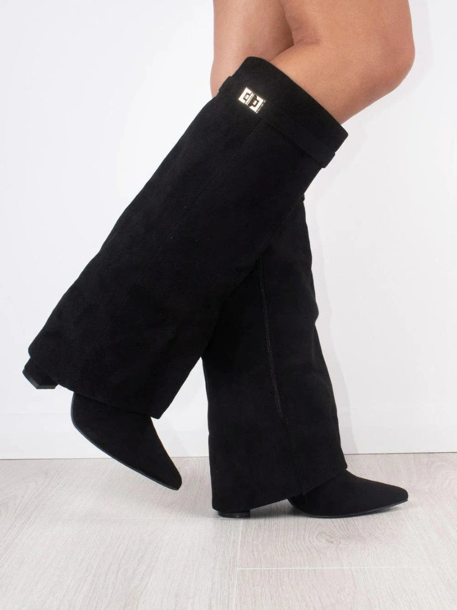 Tall Brown Suede High Heel Boots