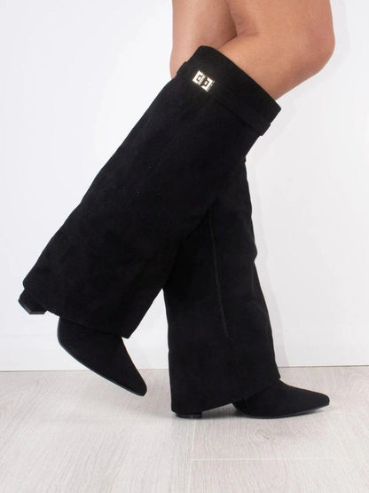 Tall Brown Suede High Heel Boots