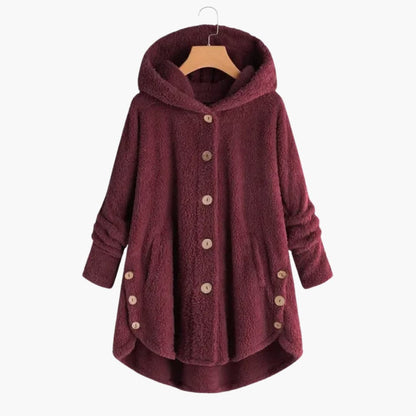 Ladies Warm Hooded Coat with Button Front