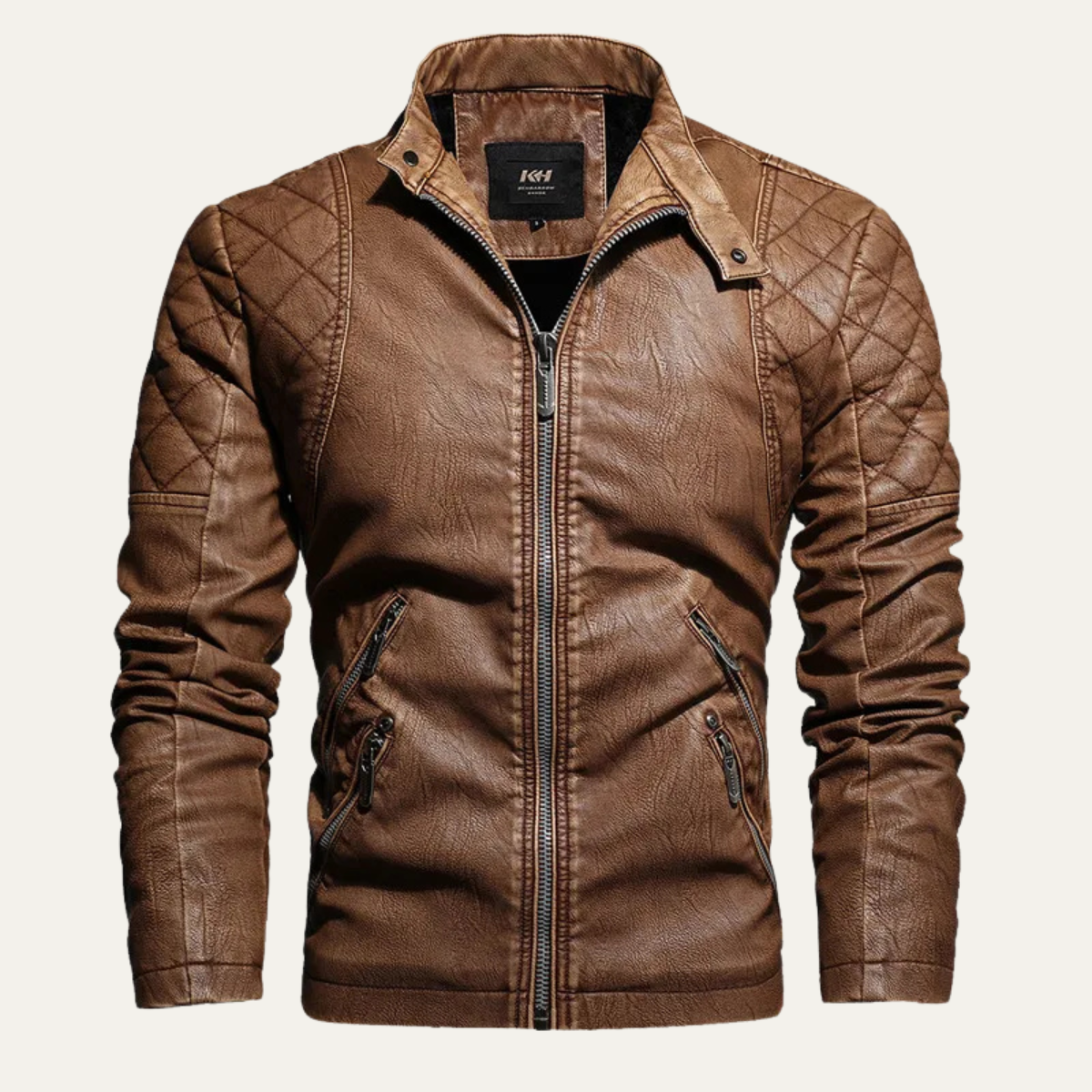 Classic Men's Fitted Leather Biker Jacket