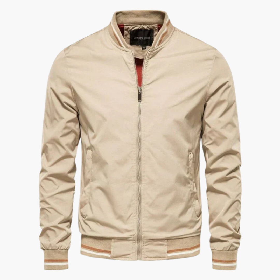 Men's Zip Up Flight Jacket with Ribbed Sleeves