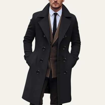 Classic Double Breasted Wool Overcoat for Men