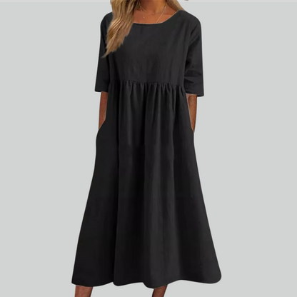 Comfortable Summer Cotton Dress with Pockets