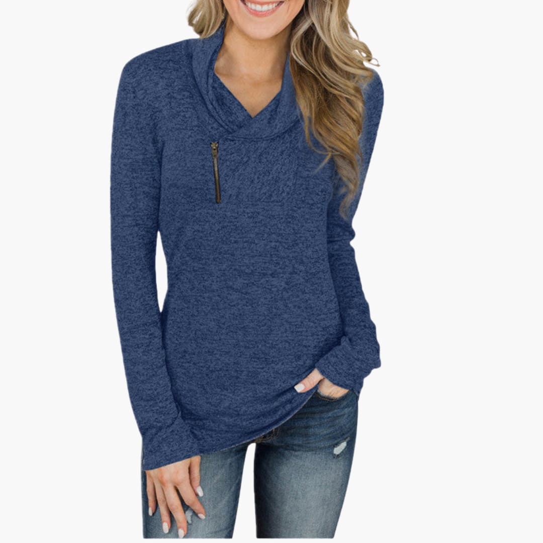 Classic Women's Zip Up Collar Sweater