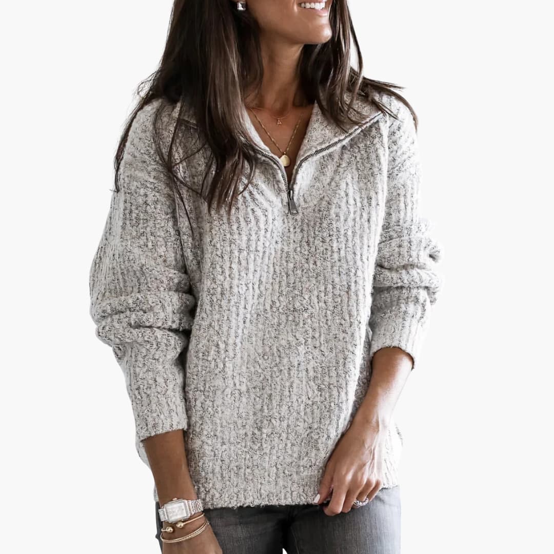 Ladies' Textured Half-Zip Sweater - Vossary