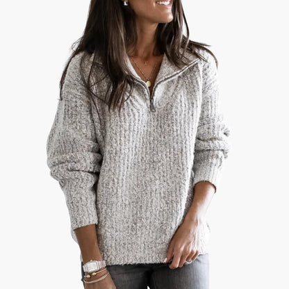 Ladies' Textured Half-Zip Sweater - Vossary