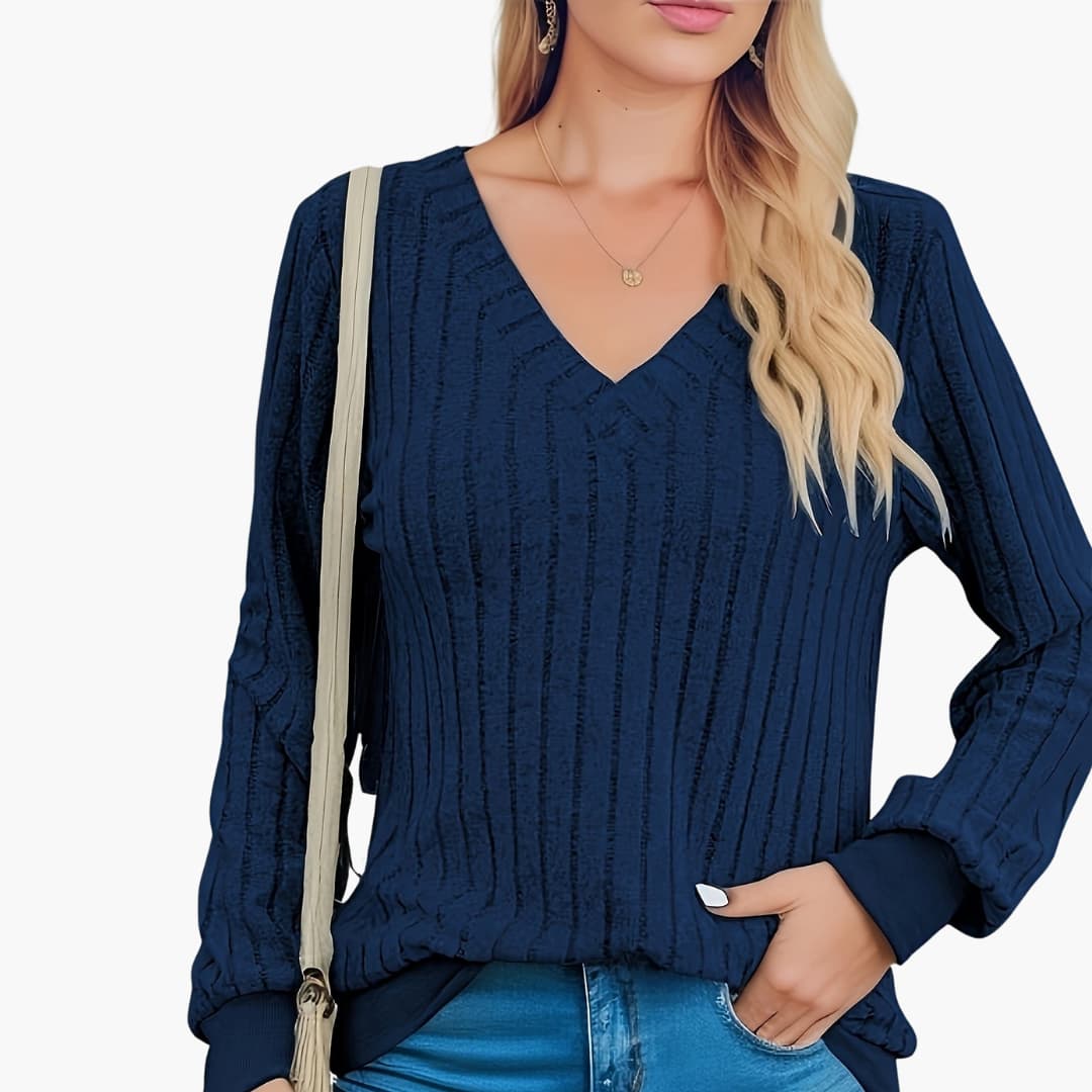 Ladies' Casual Long Sleeve V Neck Sweater