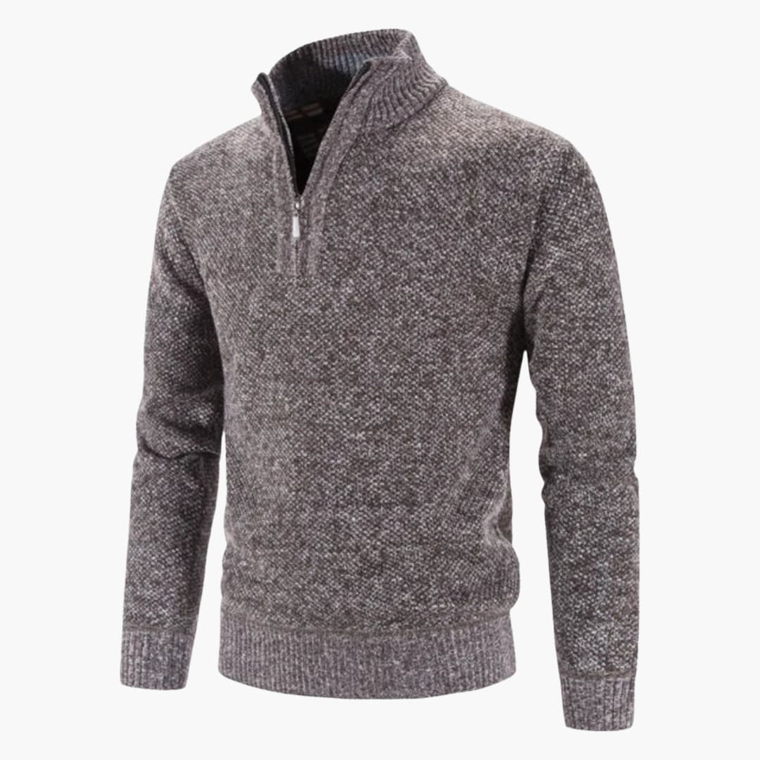 Warm Mens Textured Half Zip Sweater - Vossary