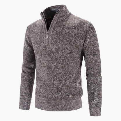 Warm Mens Textured Half Zip Sweater - Vossary