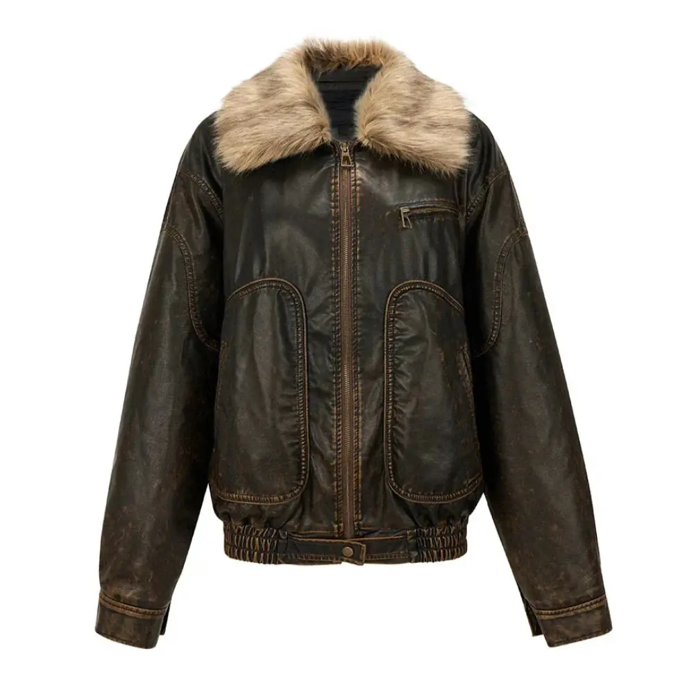 Classic Fake Fur Biker Jacket - EasyApparels