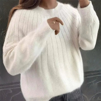 Soft Women's Ribbed Cashmere Crew Sweater