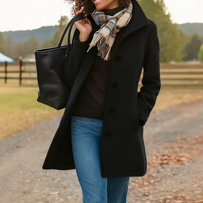 Ladies Classic Long Button Coat