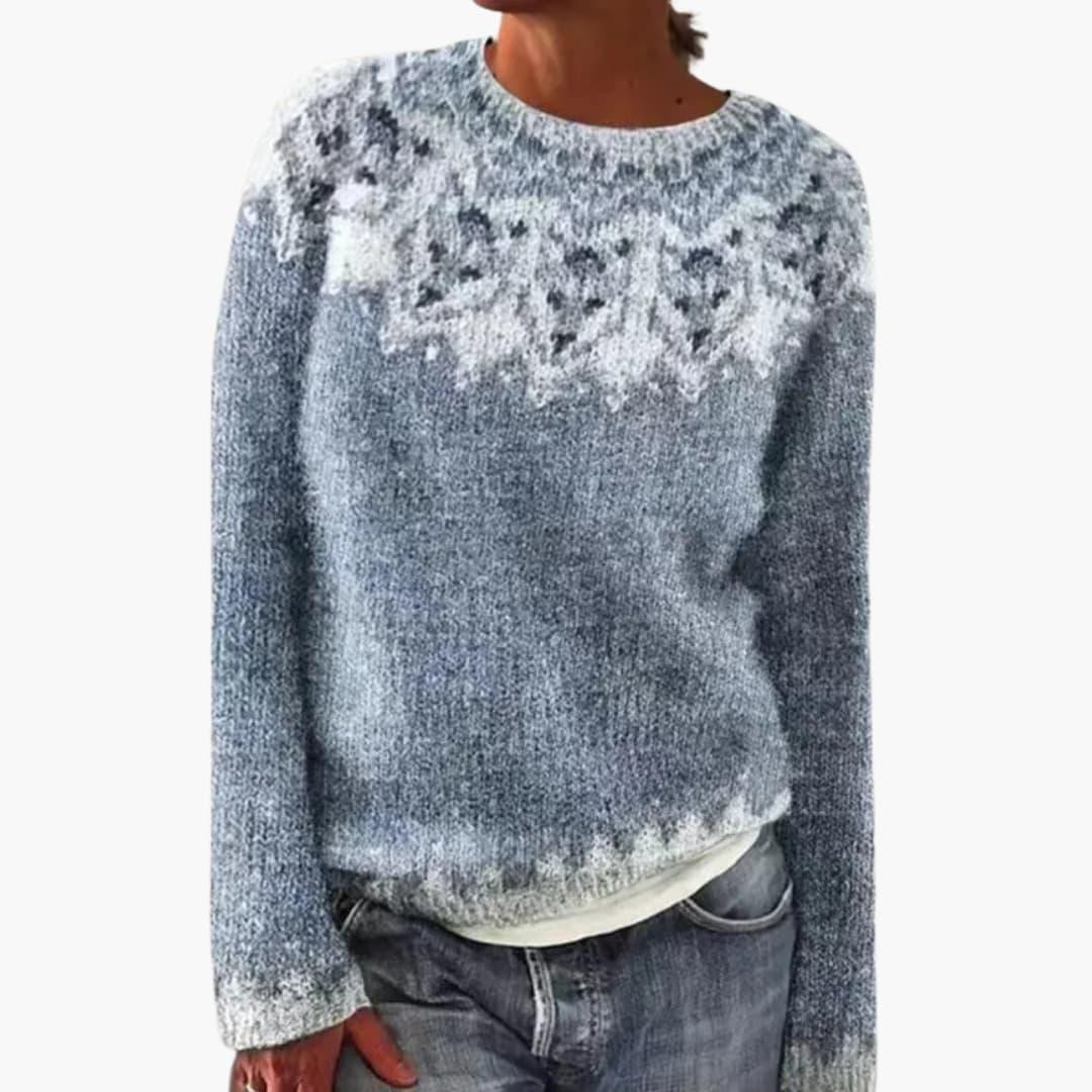 Soft Women's Crew Neck Patterned Sweater