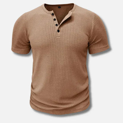 Fitted Mens Henley Tee with Buttons