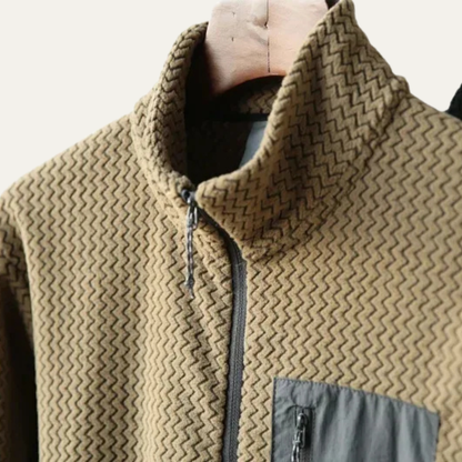 Soft Men's Cashmere Wave Pattern Crew Neck Sweater