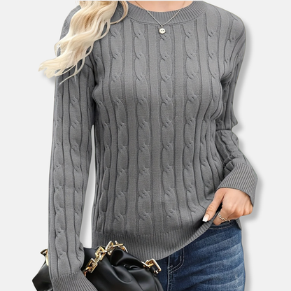 Soft Women's Crew Neck Cable Knit Sweater