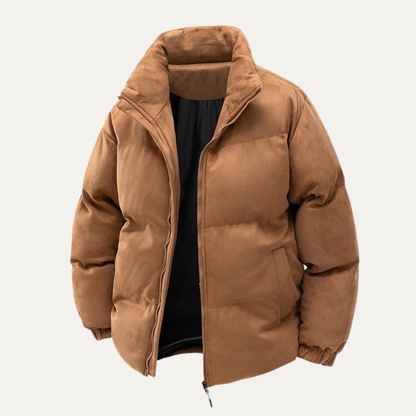 Warm Mens Suede Padded Winter Parka Jacket
