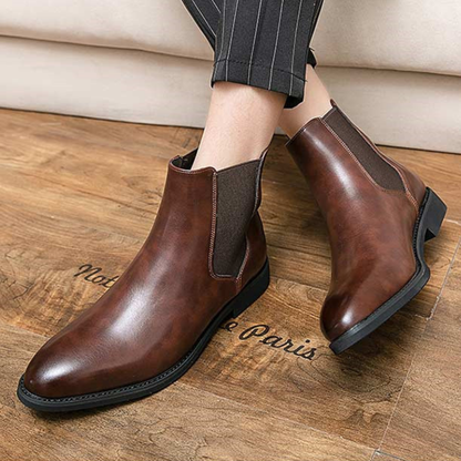 Classic Brown Leather Ankle Boots for Men