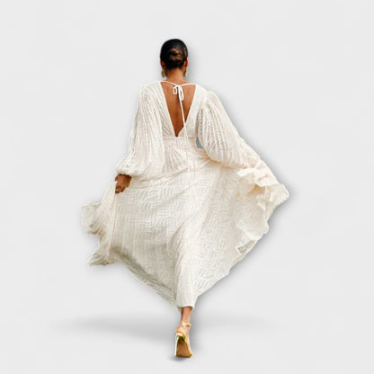White Flowy Summer Dress for Women