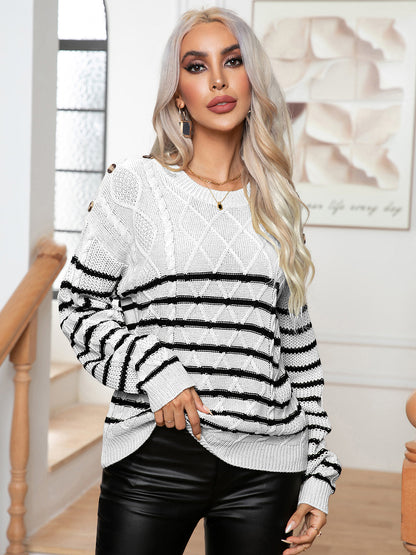 Colorful Crew Neck Knit Pullover Sweater