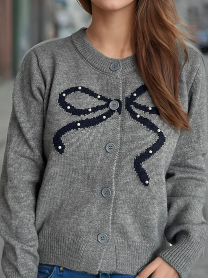 Casual Open Front Round Neck Sweater
