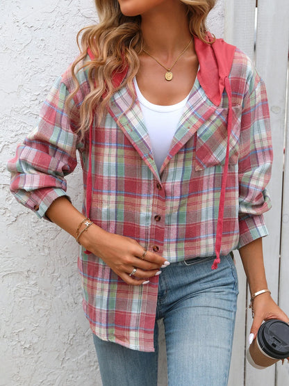 Checked Flannel Hoodie Shirt