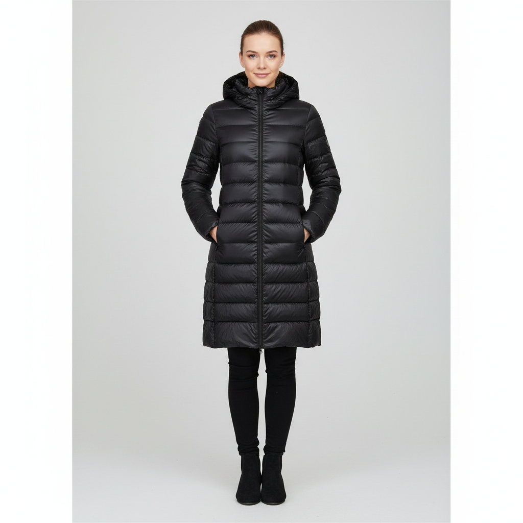 Women's Down Coat Slim Fit Hooded Jacket - EasyApparels