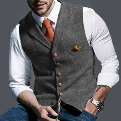 Slim Fit Men's Vest with Button Front