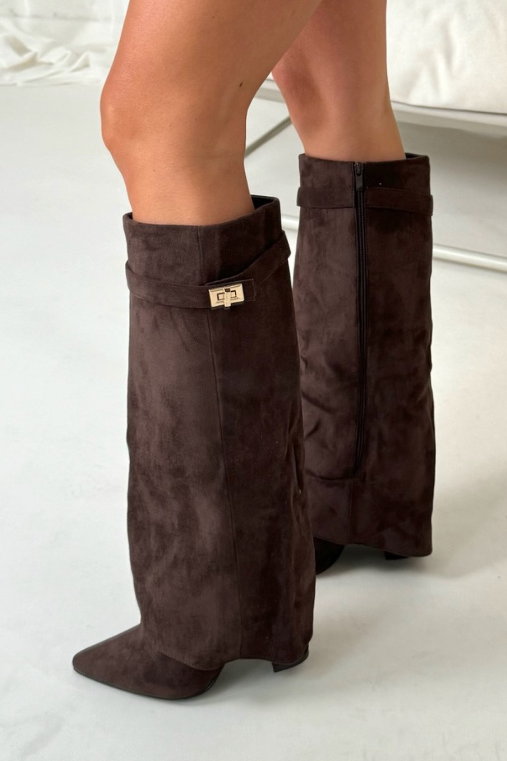 Women's Buckle High Heel Boots