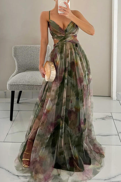 Vibrant Flower Long Summer Dress