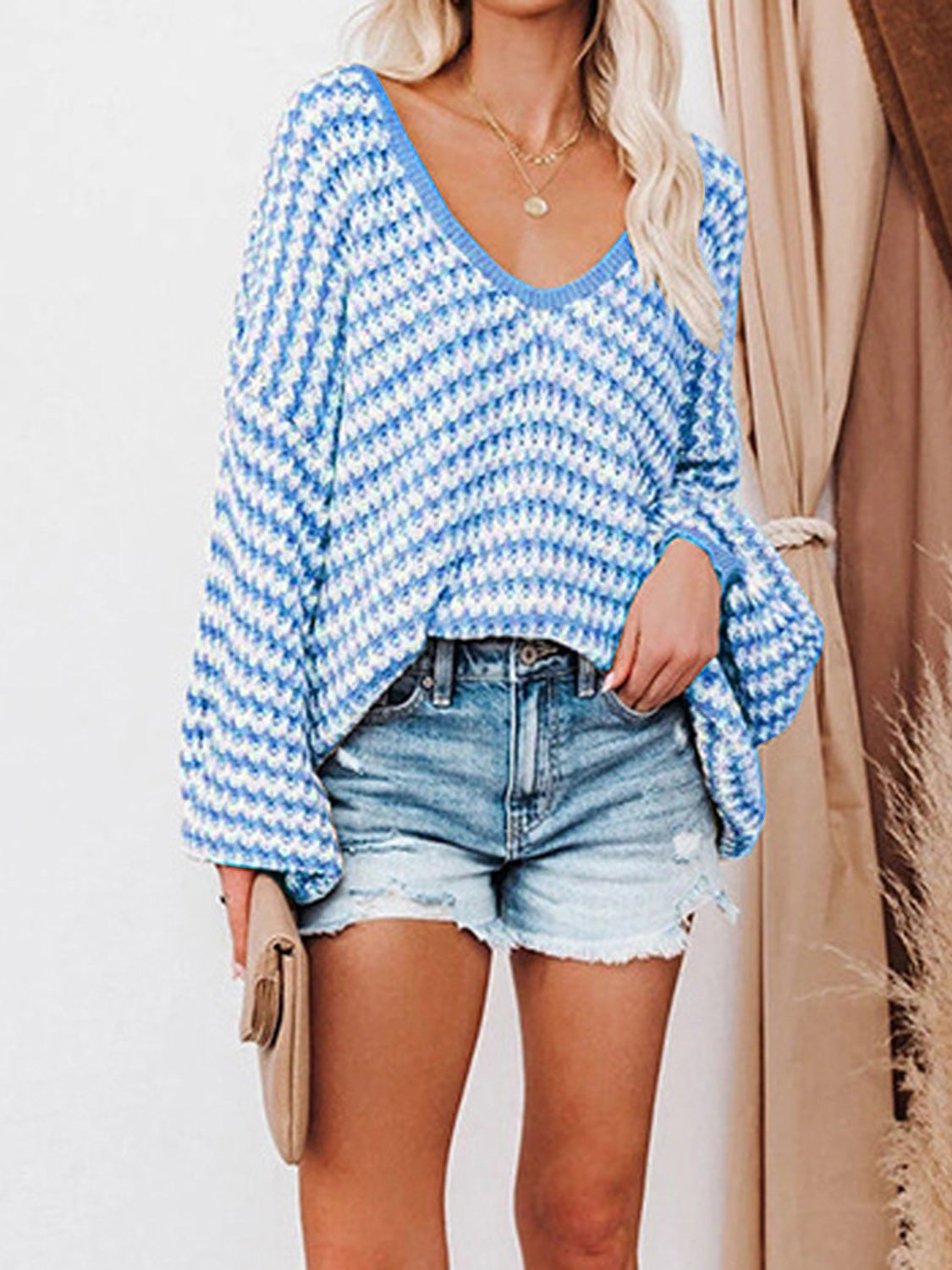 Casual Color Block Crew Neck Sweater