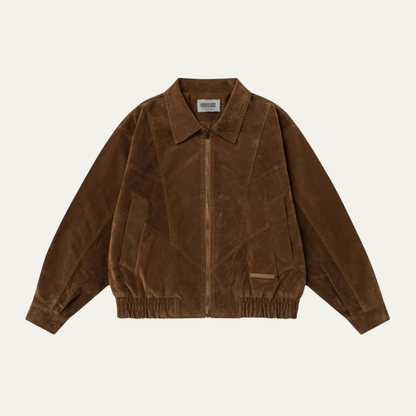 Classic Men's Suede Zipper Bomber Jacket - Vossary