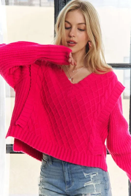 Feminine Frill Detail Women's Sweater - EasyApparels