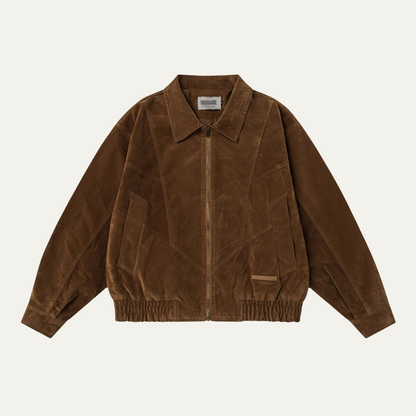 Classic Men's Suede Zipper Bomber Jacket