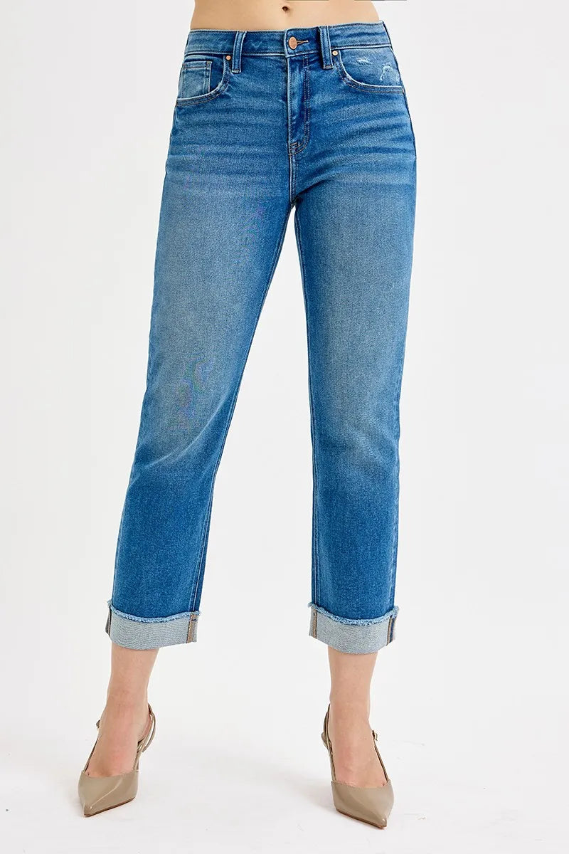 Comfortable High Waist Boyfriend Style Plus Size Jeans - EasyApparels