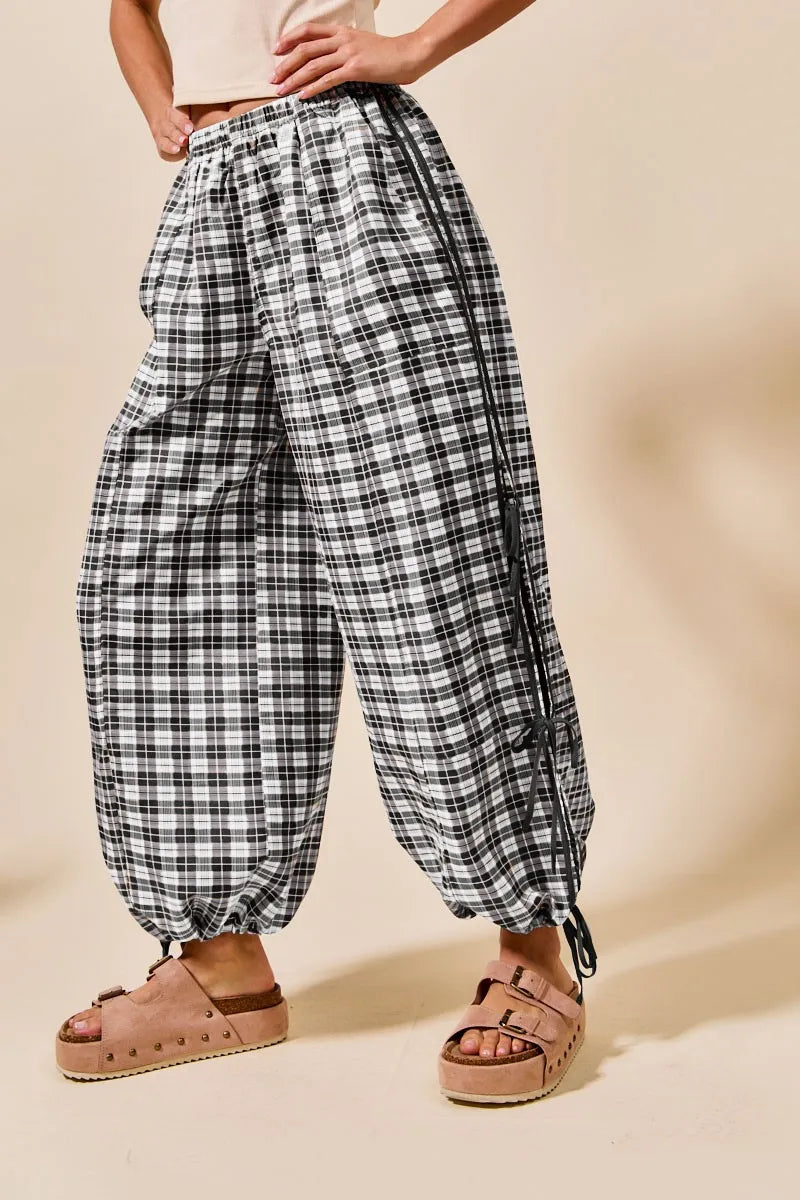 Comfortable Plaid Stretch Waist Pants - EasyApparels