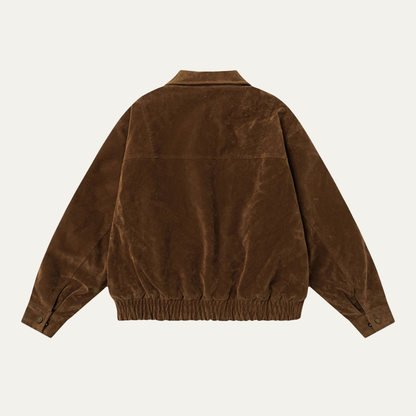 Classic Men's Suede Zipper Bomber Jacket