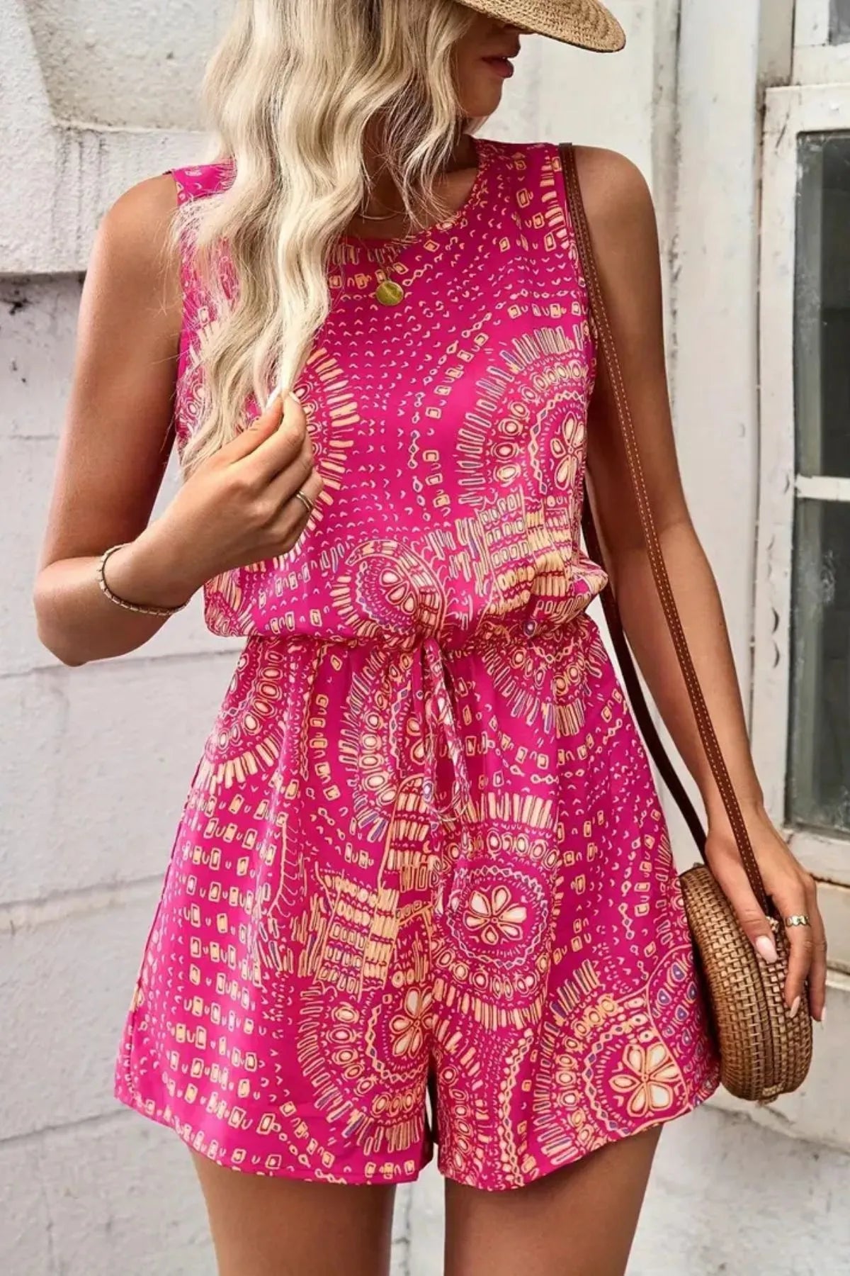 Vibrant Flower Print Off Shoulder Jumpsuit - EasyApparels