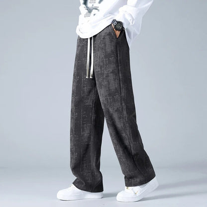 Comfortable Loose Fit Ribbed Waist Casual Pants for Men