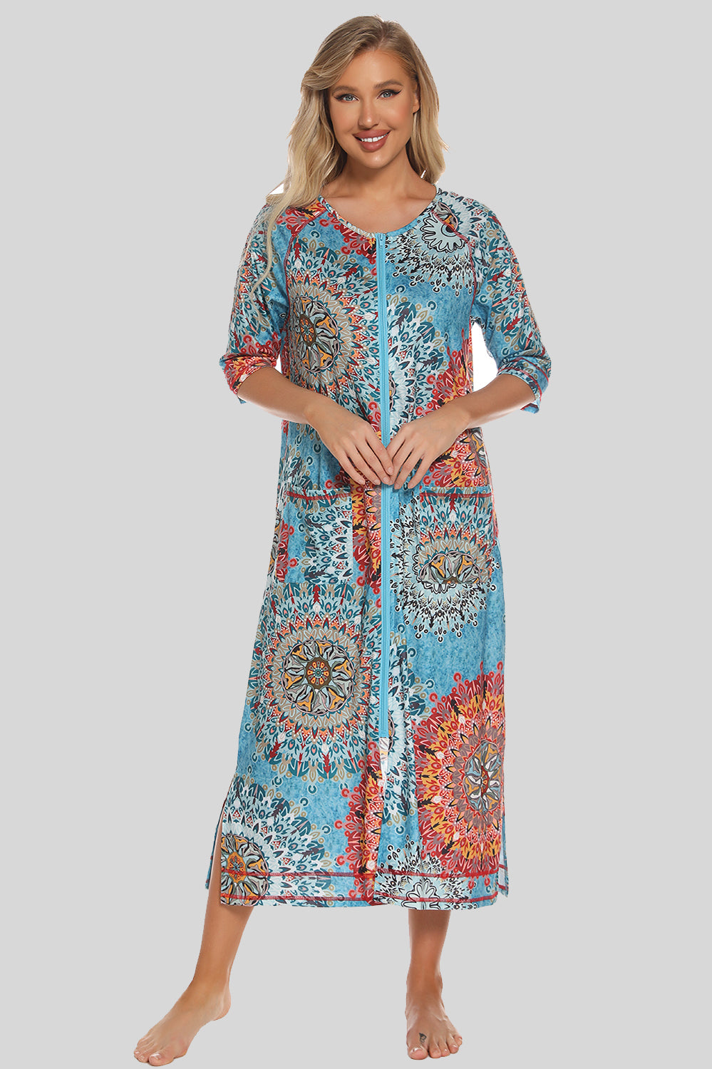 Comfortable Floral Nightie with Side Pockets