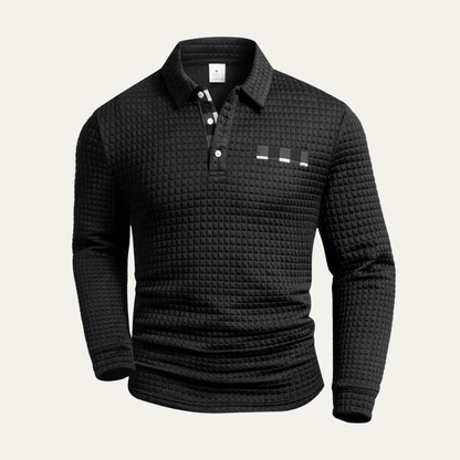 Rugged Plaid Crew Neck Button Men's Sweater