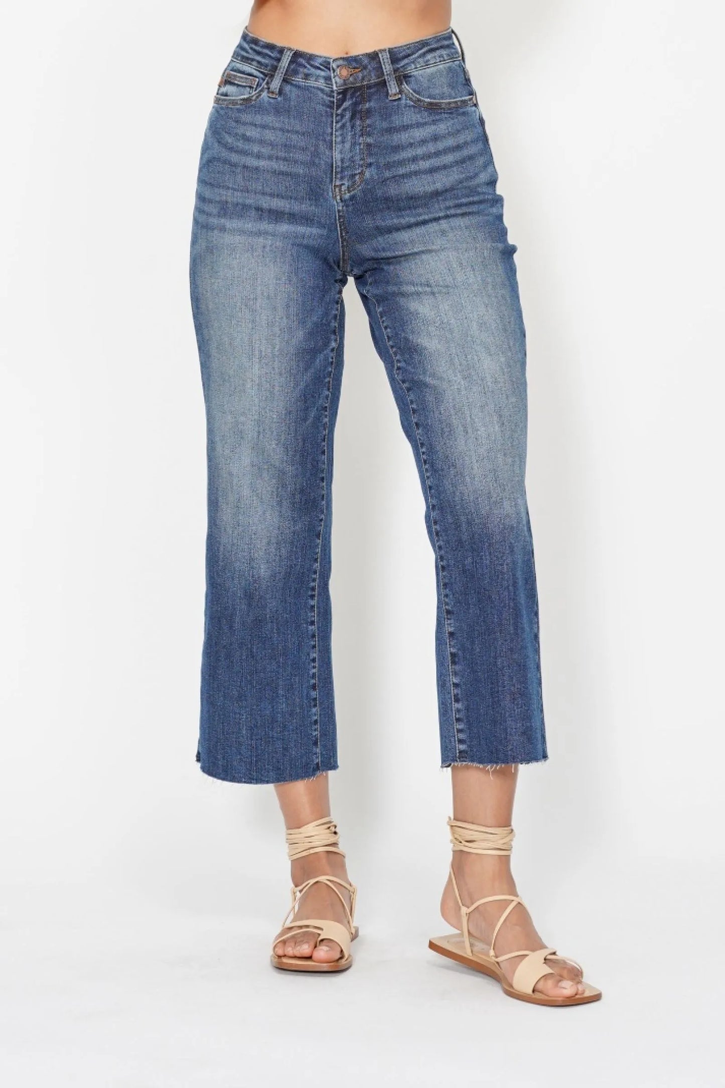 High Waist Embroidered Crop Flare Women's Jeans - EasyApparels