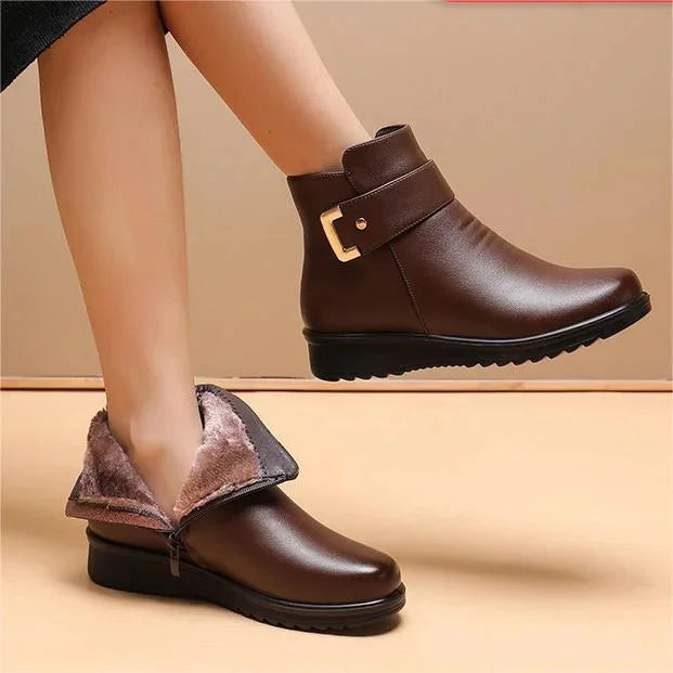 Warm Women's Snow Boots with Buckle Strap